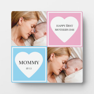 happy first mothers day cute 2 photo collage plaque