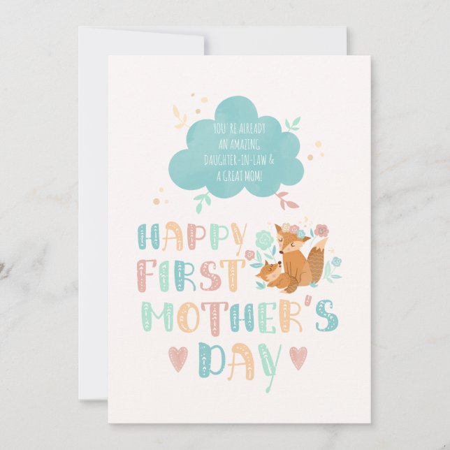 Happy First Mothers Day For Daughter-in-Law Boho Card (Front)