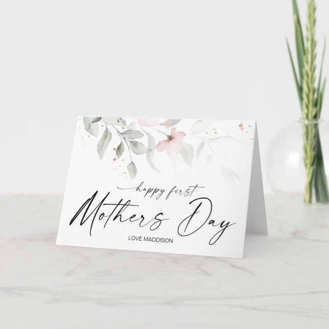 Happy First Mothers Day Gift for Mum Floral Card (Front)