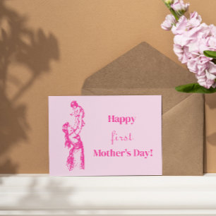 Happy first Mother's Day - It's a girl! Pink Mum Postcard