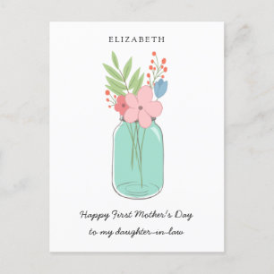 Happy First Mother's Day Mason Jar Daughter in Law Postcard