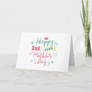 Happy First Mothers Day Modern First Mum Holiday Card