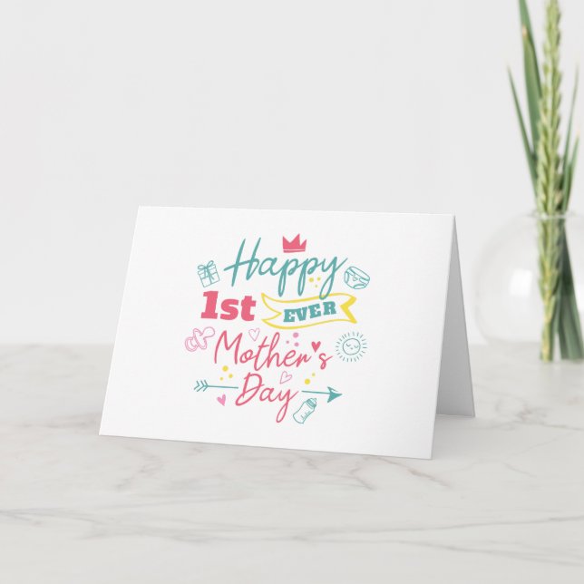 Happy First Mothers Day Modern First Mum Holiday Card (Front)