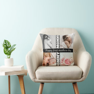 Happy first mothers day mummy 4photo collage cushion