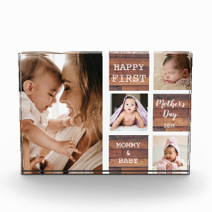 Happy First Mother's Day Wood 4 Photo Collage Block