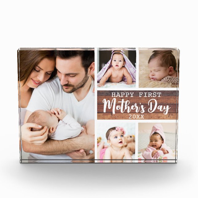 Happy First Mother's Day Wood 5 Picture Collage   Photo Block (Front)