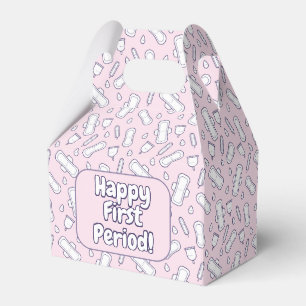 Happy First Period Party Cute Pink Tampon Pad Favour Box