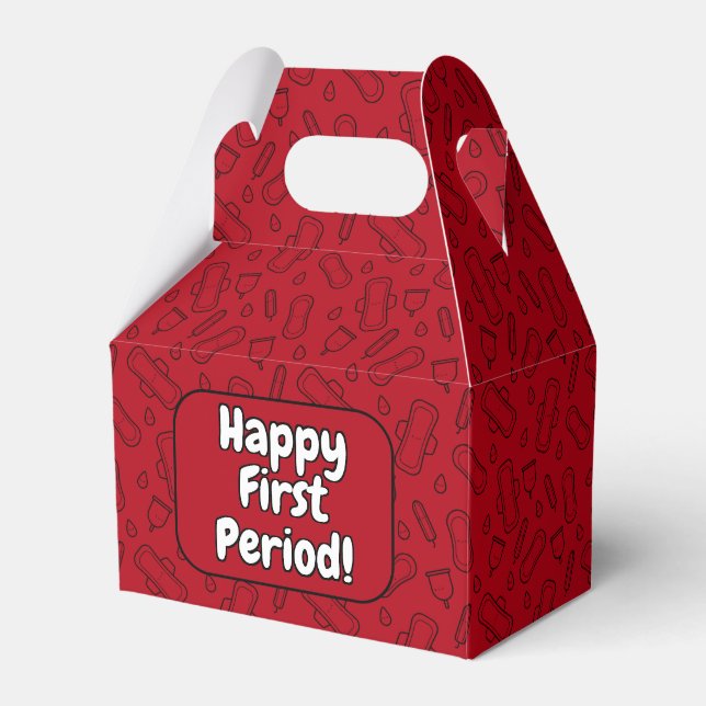 Happy First Period Party Cute Red Tampon Pad Favour Box (Front Side)