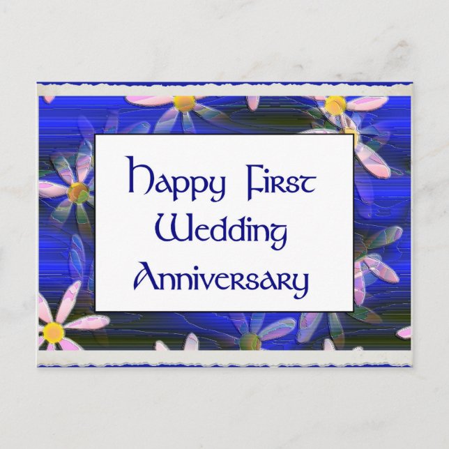 Happy First Wedding Anniversary Postcard (Front)