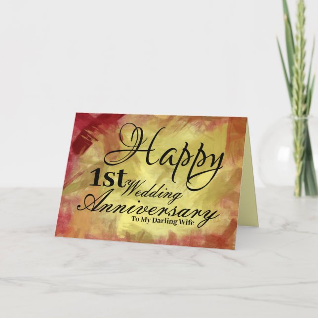 Happy First Wedding Anniversary to My Wife Card (Front)