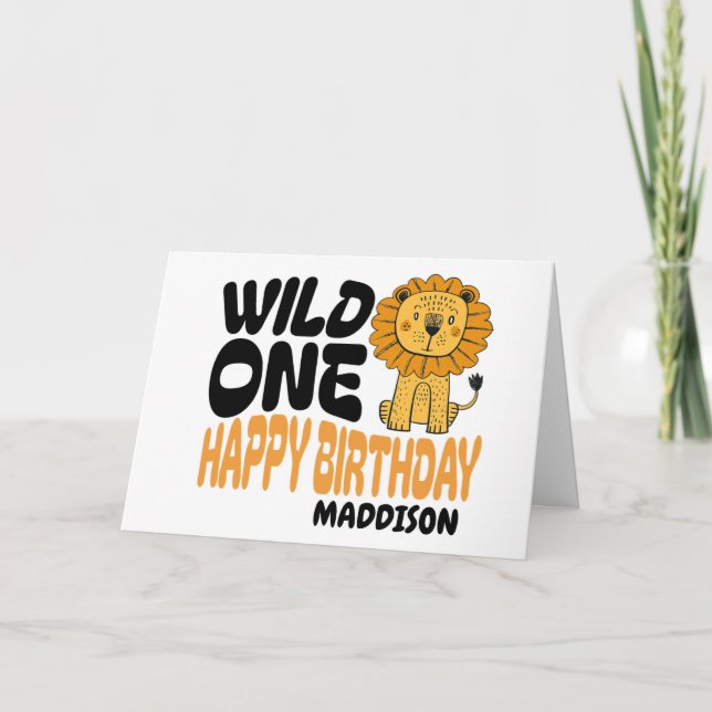 Happy First Wild One Safari Themed 1st Birthday  Card (Front)