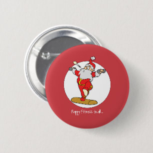 Happy Fitness Exercise Christmas with Santa 6 Cm Round Badge