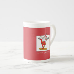 Happy Fitness Exercise Christmas with Santa Bone China Mug