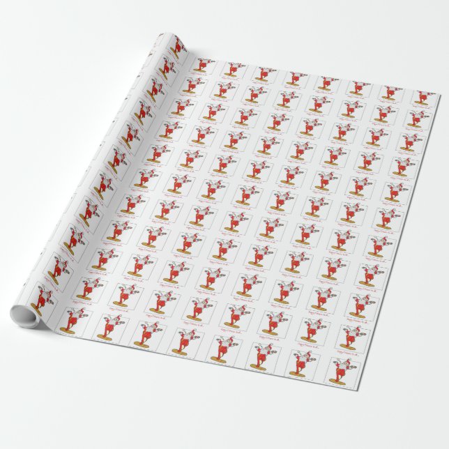 Happy Fitness Exercise Christmas with Santa Wrapping Paper (Unrolled)