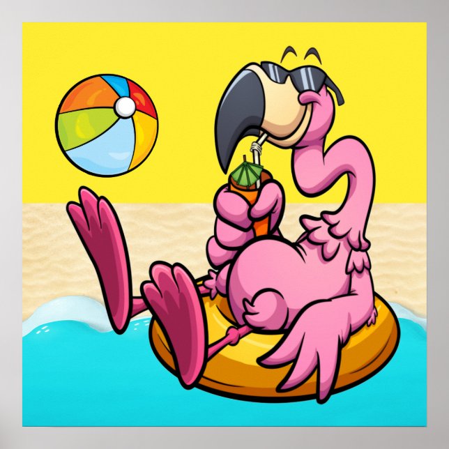 Happy Flamingo Poster (Front)