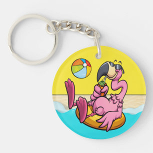 Happy Flamingo SEE BACK Key Ring