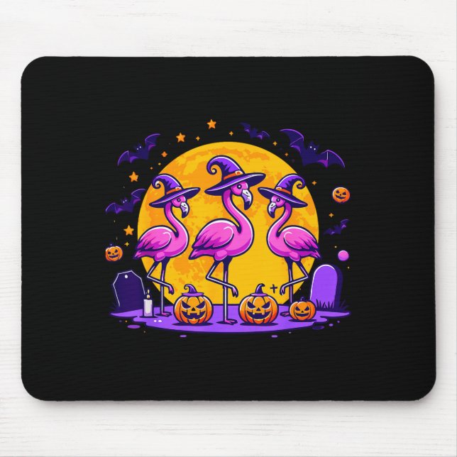 Happy Flamingoween Funny Flamingo Halloween Costum Mouse Mat (Front)