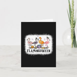 Happy Flamingoween Pink Flamingo Halloween Skeleto Card
