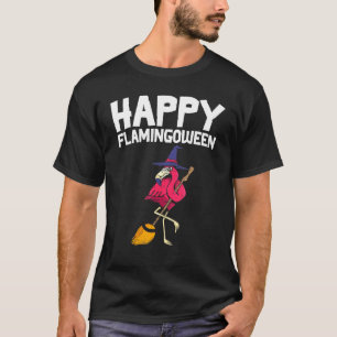Happy Flamingoween Scary Witch Flamingo Funny Hall T-Shirt