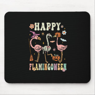Happy Flamingoween Witch Pumpkin Mummy Flamingo Ha Mouse Mat