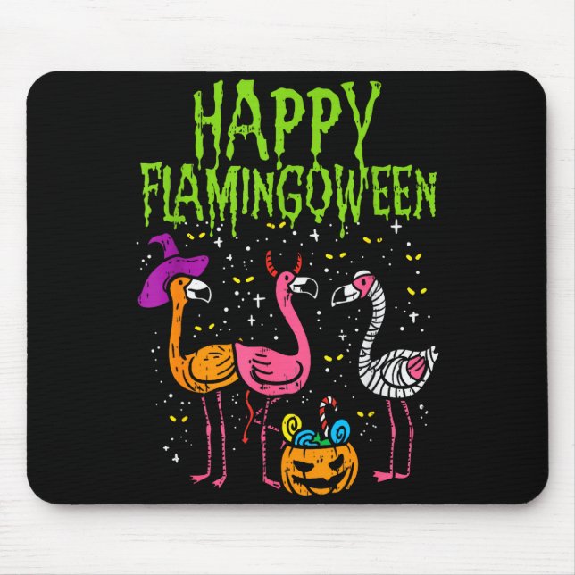Happy Flamingoween Y Flamingos Funny Halloween Cos Mouse Mat (Front)
