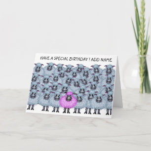 Happy flock of sheep card