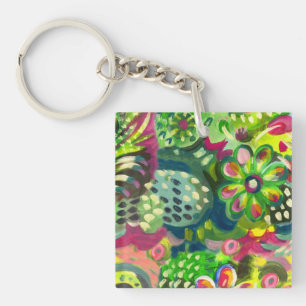 Happy floral key ring
