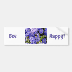 Happy Flower Bee Floral Bumper Sticker