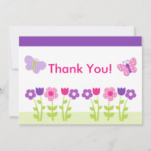 Happy Flower & Butterfly Thank You Card