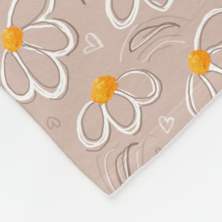 Happy Flower Doodles Fleece Blanket