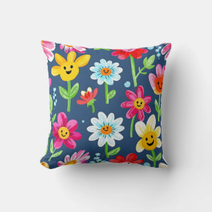 Happy Flower Face Pattern.Modern Outdoor  Cushion