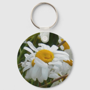 Happy Flower - Happy face smiling daisy Key Ring