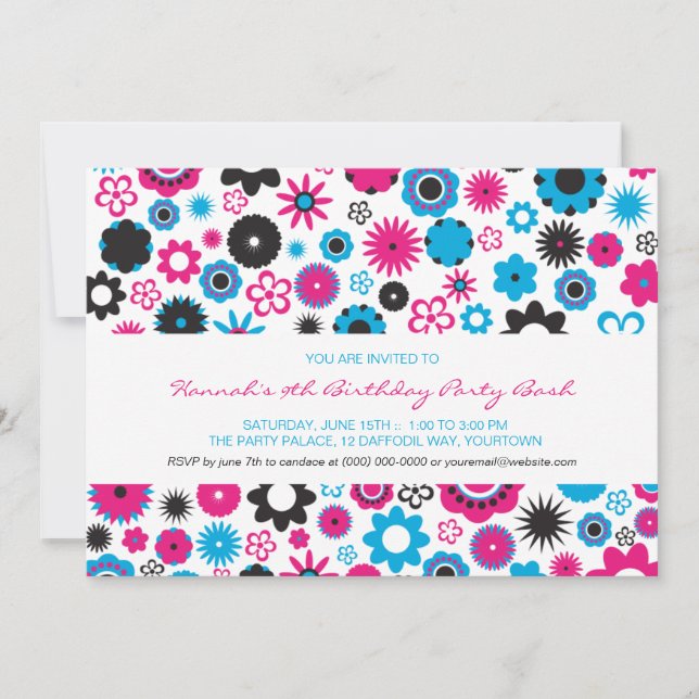 Happy Flower Party Invitation (Front)