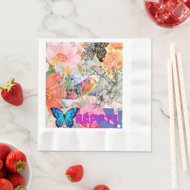 Happy Flower Power Napkin (Insitu)