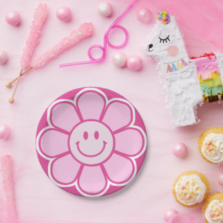 Happy Flower Screwball Graphics Paper Plate