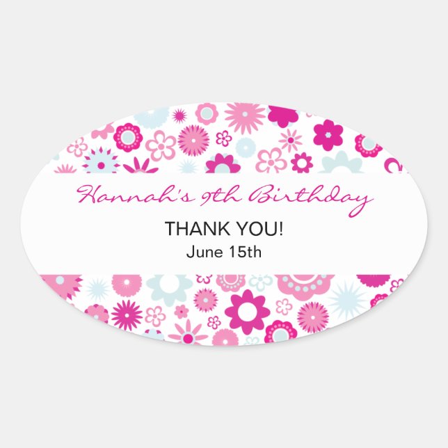 Happy Flower Thank You Birthday Sticker (Front)