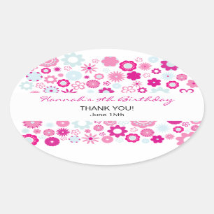 Happy Flower Thank You Birthday Sticker