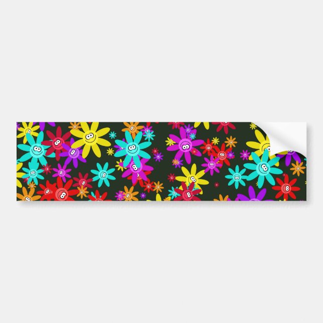 Happy Flower Wallpaper Bumper Sticker (Front)