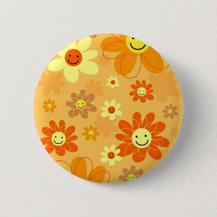 Happy Flowers 6 Cm Round Badge