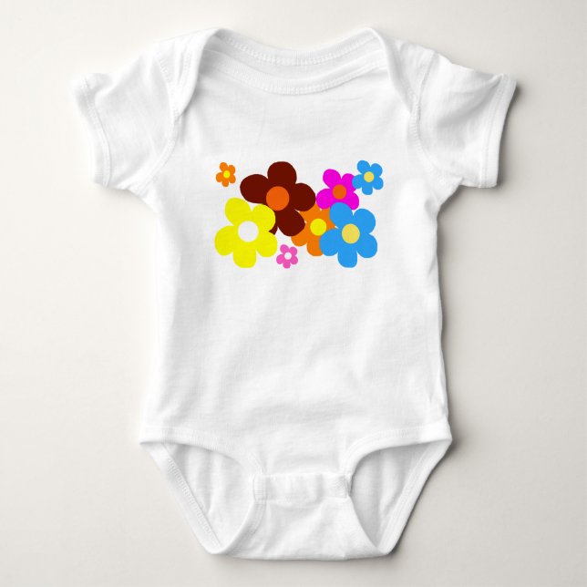 Happy Flowers  Baby Bodysuit (Front)