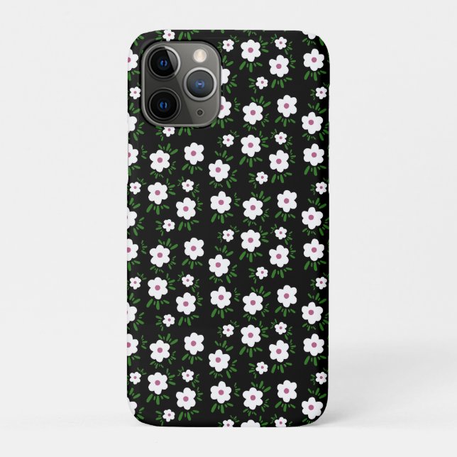 Happy Flowers Black  Case-Mate iPhone Case (Back)