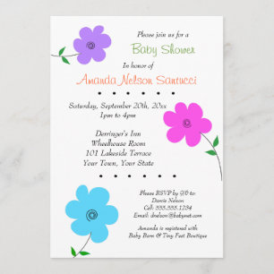 Happy Flowers Boy or Girl Baby Shower Invitation