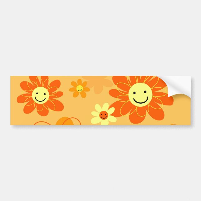 Happy Flowers Bumper Sticker (Front)