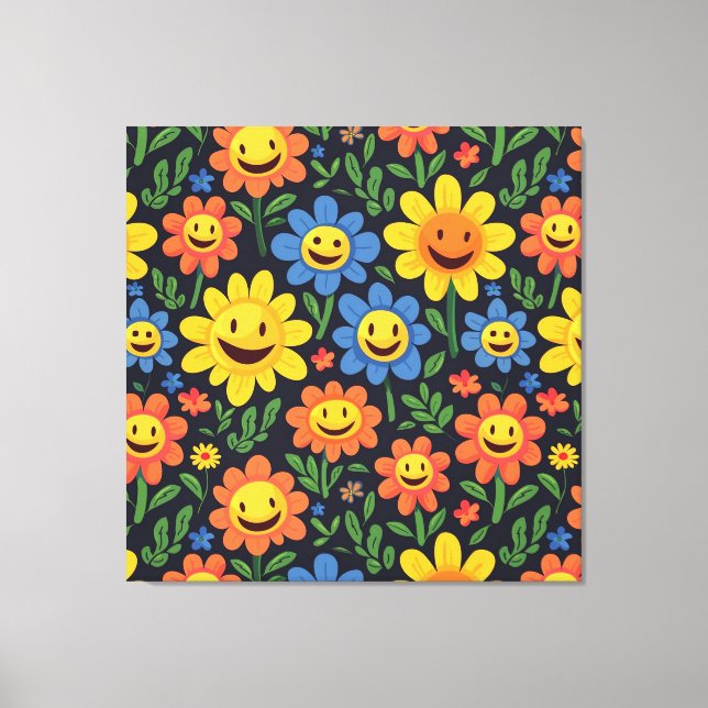 Happy Flowers Canvas Print (Front)