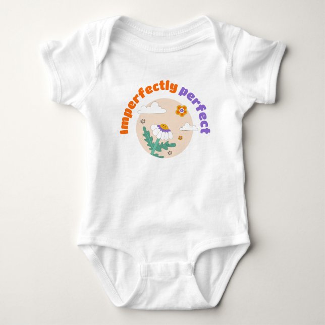 Happy Flowers Clouds Baby Bodysuit (Front)