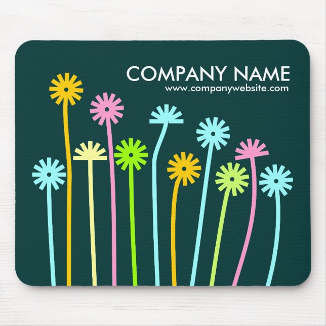 Happy Flowers (Dark Green) Promotional Mouse Mat (Front)