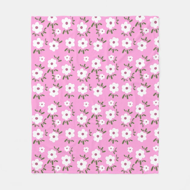 Happy Flowers Fleece Blanket (Front)