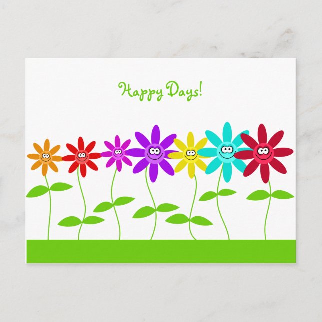 Happy Flowers, Happy Days! Postcard (Front)