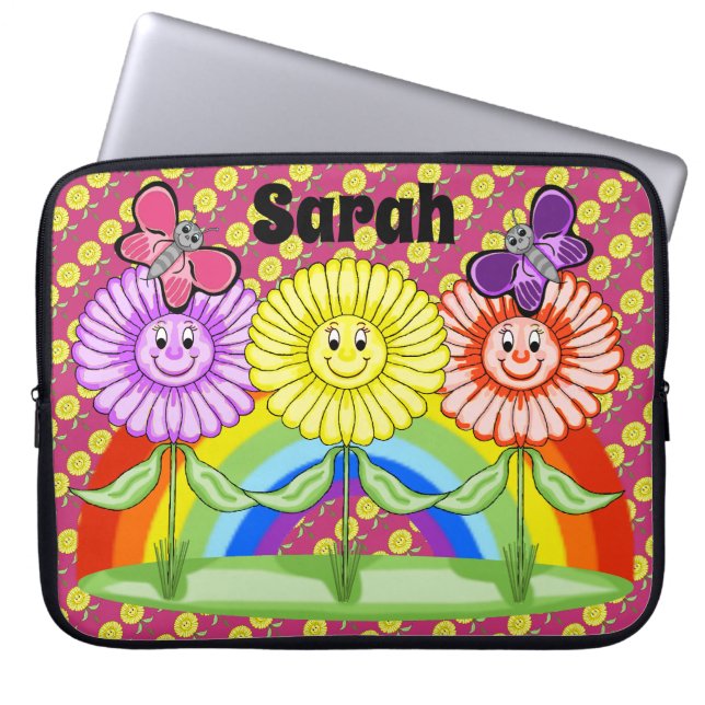 Happy Flowers Laptop Case (Front)