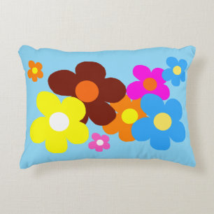 Happy Flowers Light Blue Sky Decorative Cushion